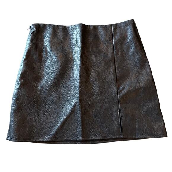 Old Navy Heritage Mini Skirt Small Textured Faux Leather Black Pencil Lined NEW - Picture 1 of 12